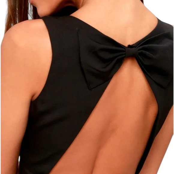 NEW LuLu's Black Open Back Midi Dress Large Bow Evening Formal Party - Picture 9 of 13